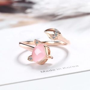 New Rose Gold Vermeil Sterling Silver 925 Fox Crystal Ring